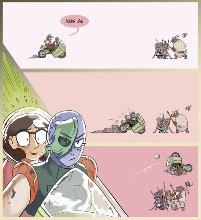 Illustration for article titled Space Battle Lunchtime cooks up a delightful queer cosmic adventure